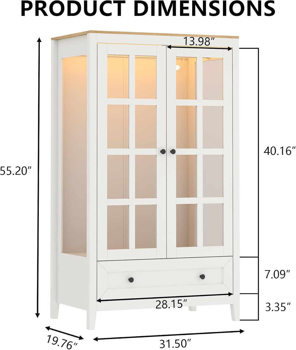 Gyfimoie Armoire Wardrobe Closet with LED Lights, 55'' Modern Clothin...
