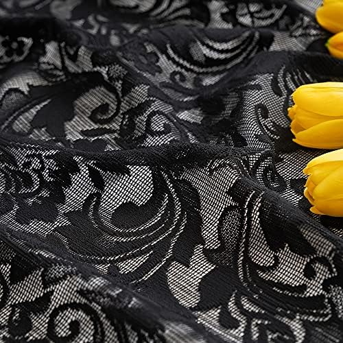 ALIGOGO Black Lace Curtains for Living Room, Gothic Decor, 52W x 84L Inch