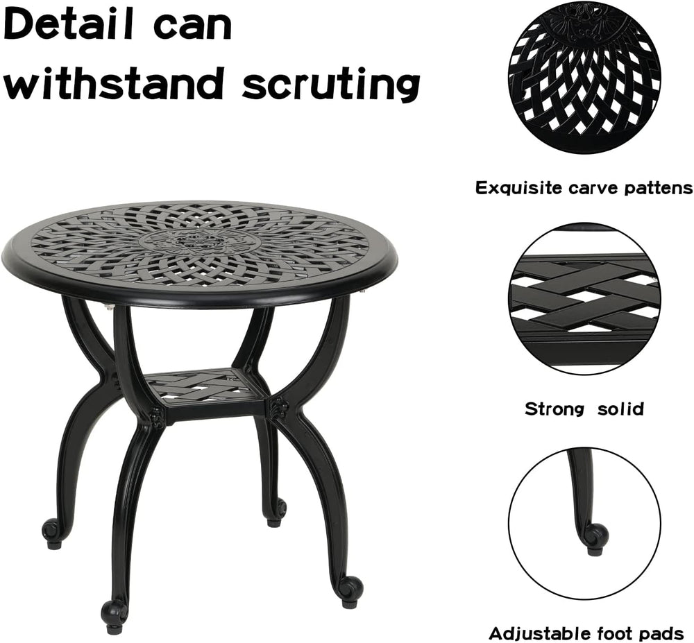 YKSY&YKSY Jardin DE Centennial Cast Aluminum Side/End Table, Anti-Rust Co...