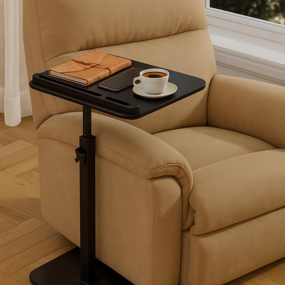 Adjustable End Table for Couch, 360° Swivel C Shaped Side Table with Height A...