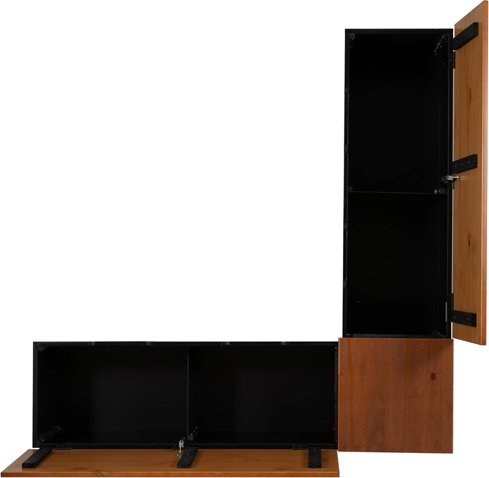Linon Harris Black and Walnut Backless Kitchen Dining Nook with Hidden Storag...