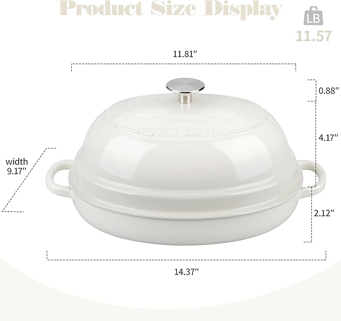 EDGING CASTING Enameled Oval Cast Iron Dutch Oven Pot