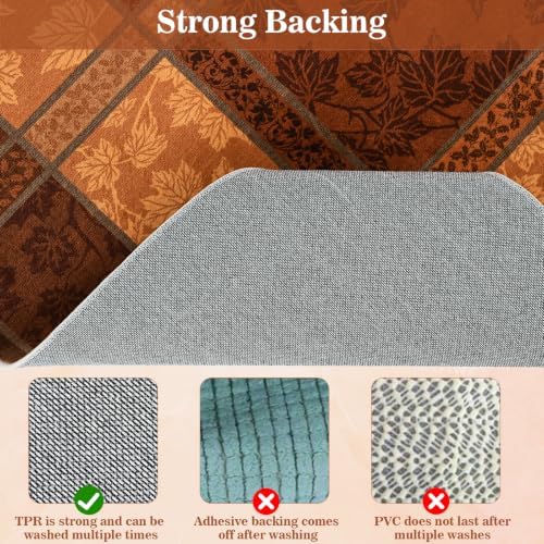 Fall Area Rug 3x5 for Entryway, Plaid Washable Rugs Orange
