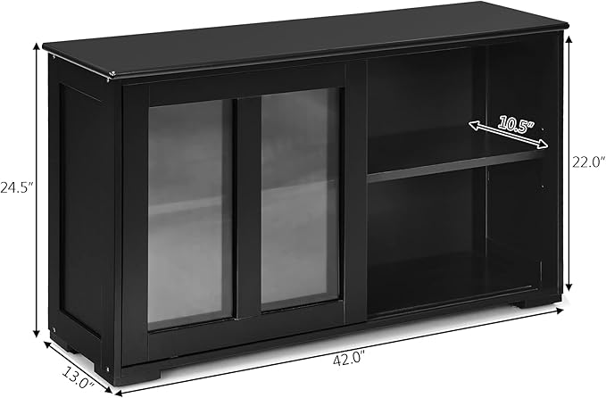 Costzon Sideboard Buffet Cabinet, Wooden Kitchen Storage Cabinet with Adjusta...