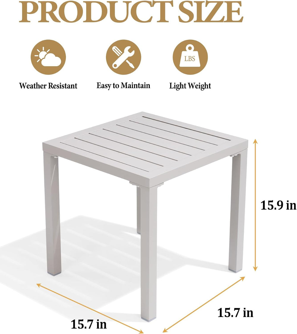 Crestlive Products Aluminum Outdoor Side Table Set of 2, Pool Lounge Chair Si...