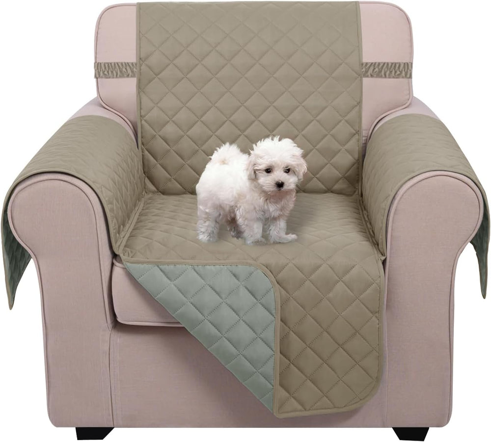 U-NICE HOME Reversible Recliner Chair Covers, Khaki/Light Grey