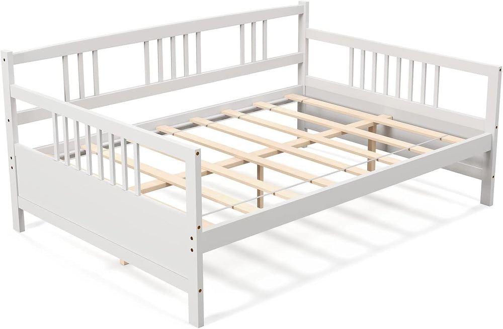 KOMFOTT Wood Daybed Frame Full Size, Sofa Day Bed Frame with Wooden Slats Sup...
