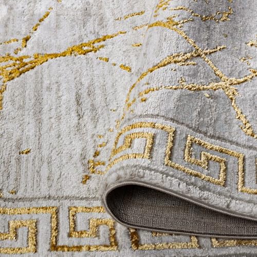 GLORY RUGS Area Rugs Marble 5X7 Cream Gold Carpet Modern Abstract Rug Living ...
