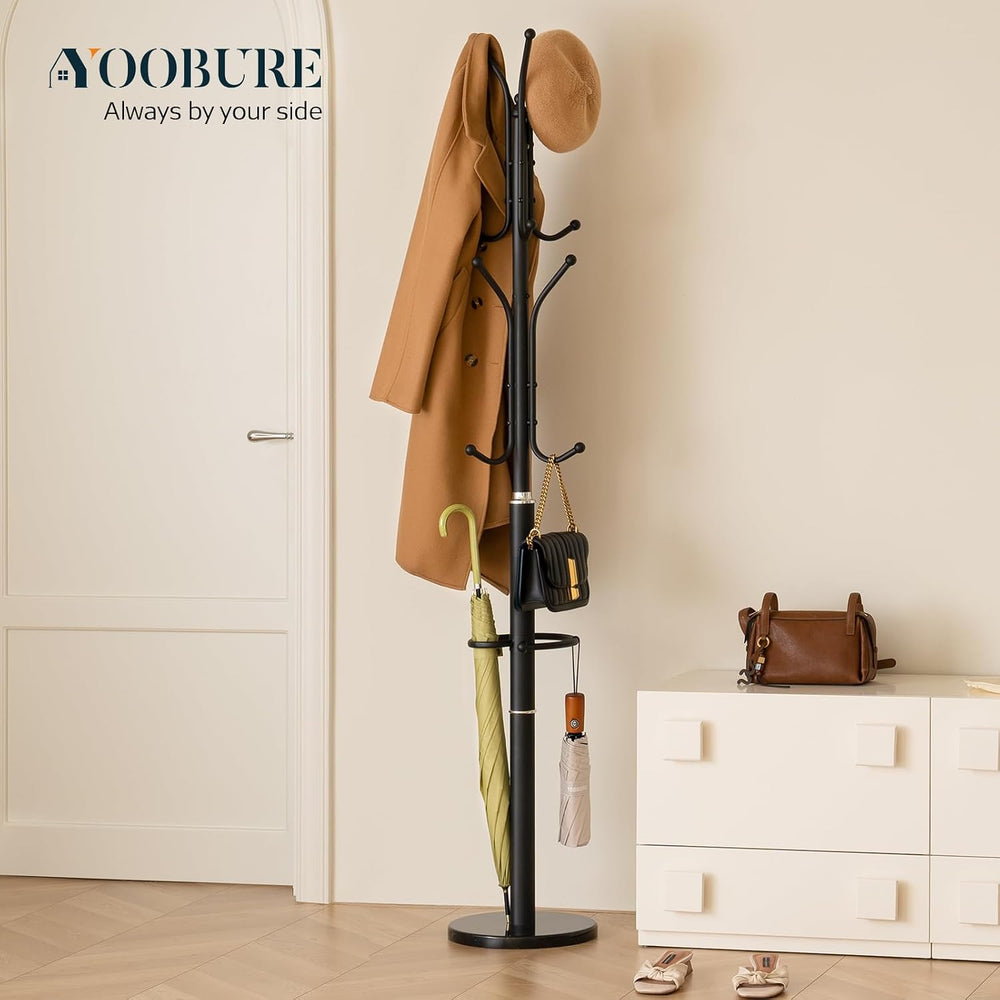 Yoobure Metal Coat Rack Freestanding with Marble Base, Coat Tree with 12 Hook...