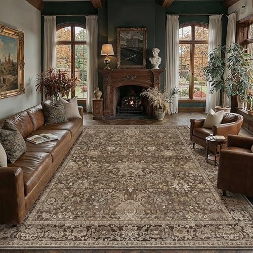 HUGEAR Area Rugs 8x10 Brown Vintage Rug for Living Room