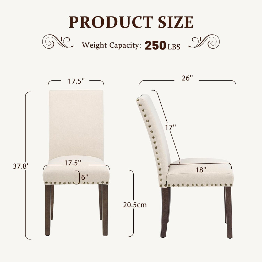 Furniliving Upholstered Wood Dining Chairs High Back Dining Room Chairs with ...