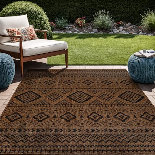 Beverly Rug Waikiki Boho Indoor Outdoor Rug 5x7, Washable Outside Carpet for ...