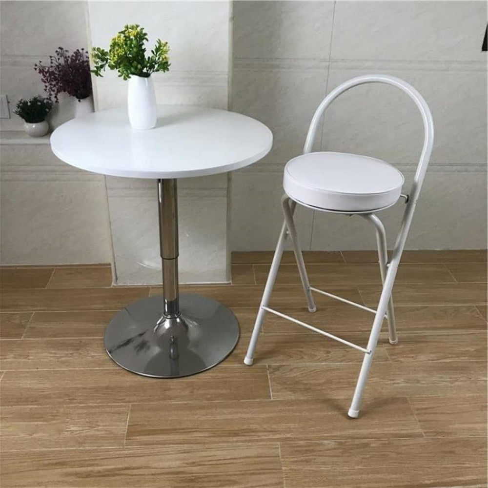 Modern Folding Bar Chair with Footrest Leather Padded Stool Set for Living Ro...