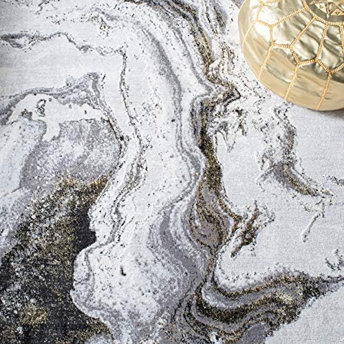 SAFAVIEH Amelia Collection Area Rug - 10' x 14', Grey & Gold, Mod...