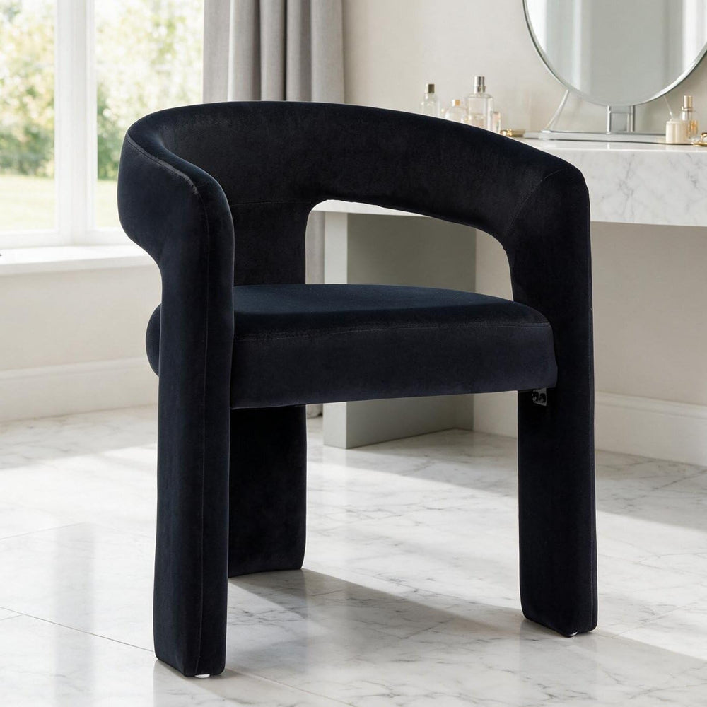 VESCASA Velvet Barrel Dining Chair with Open-Back, Upholstered Modern Accent ...