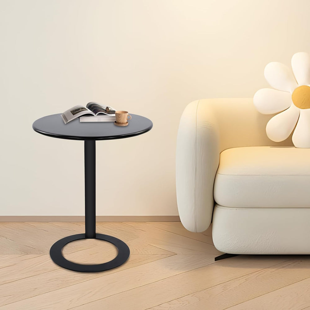 C Shaped Round Side Table, Metal End Table for Couch Sofa Bed, Small Accent C...
