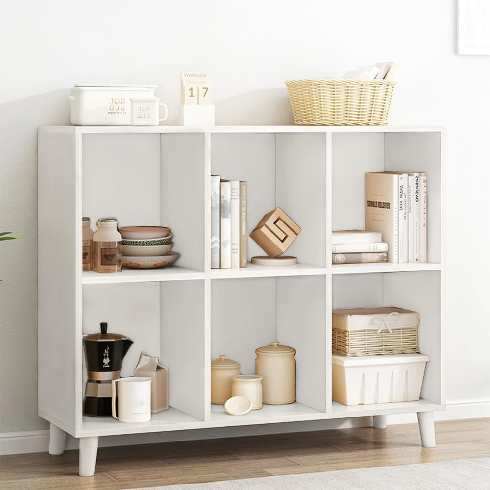IOTXY Open Cube Low Bookcase - 2-Tier Freestanding Storage Display Cabinet Or...