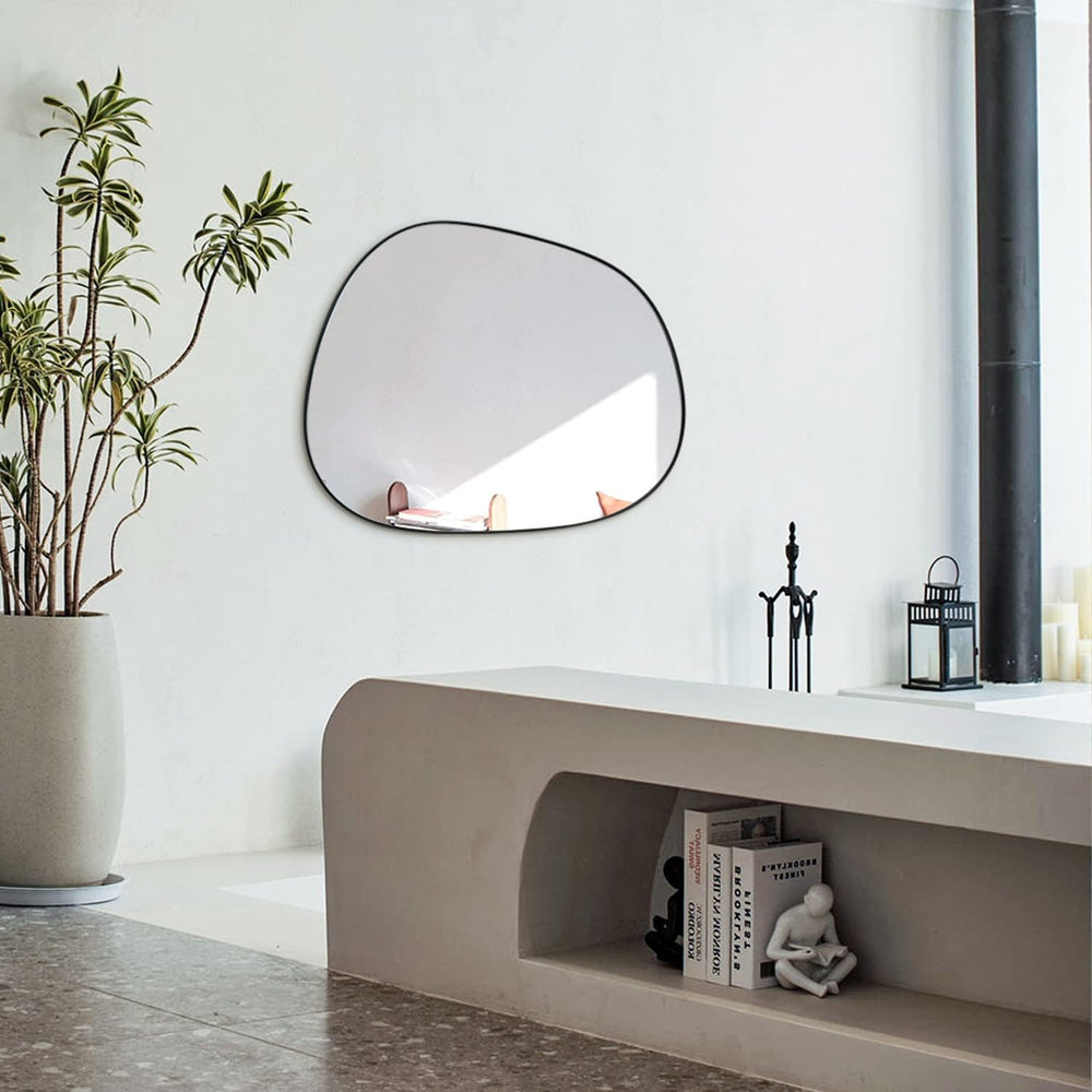 ELEHUME Asymmetrical Wall Mirror for Decor 17.5"*22.5", Modern Blac...