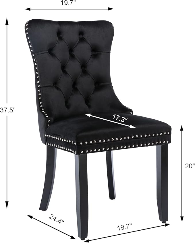 Black Dining Chairs Set of 6, Upholstered Velvet Dining Room Chairs with Back...