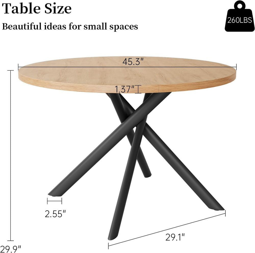 HIPIHOM 45.3 Inch Modern Round Dining Table for 4, Space-Saving Dinette with ...