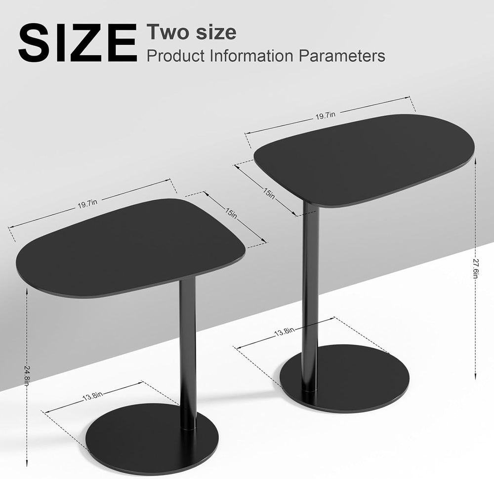 C Shaped End Table for Couch - Modern Metal Sofa Side Table with Round Base, ...