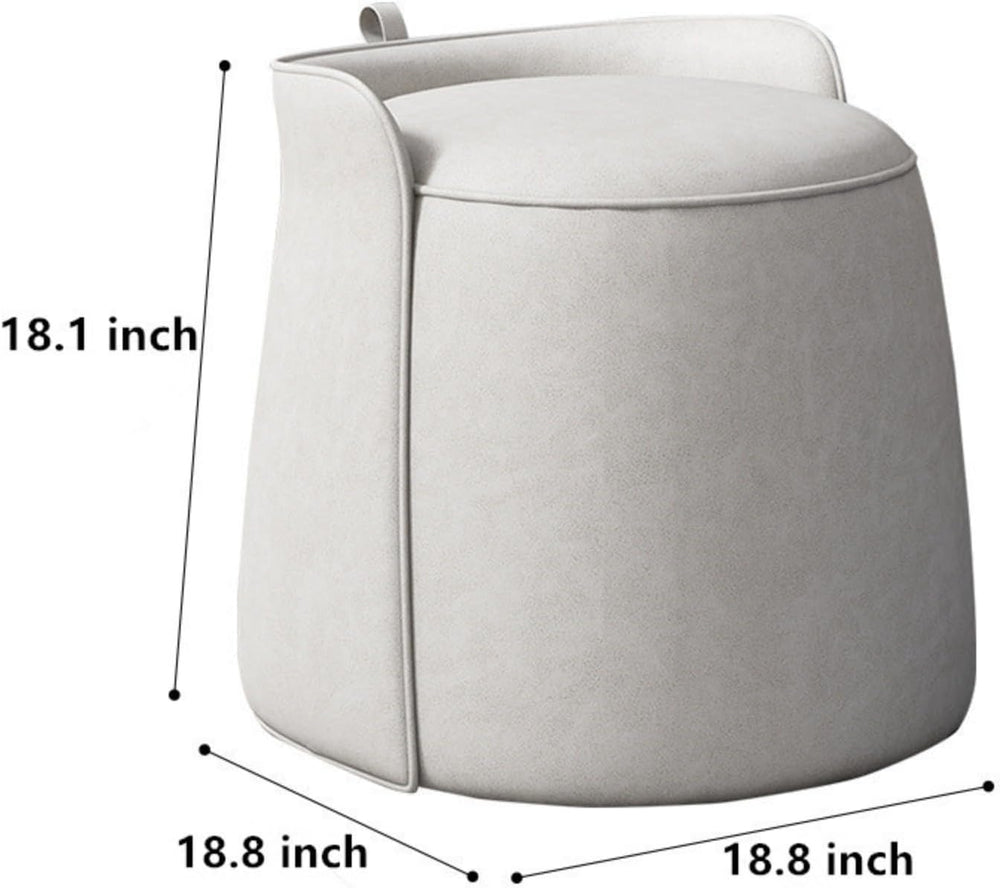 Modern Dresser Makeup Ottoman Stool, Leather Dresser Chair, Round Footstool, ...
