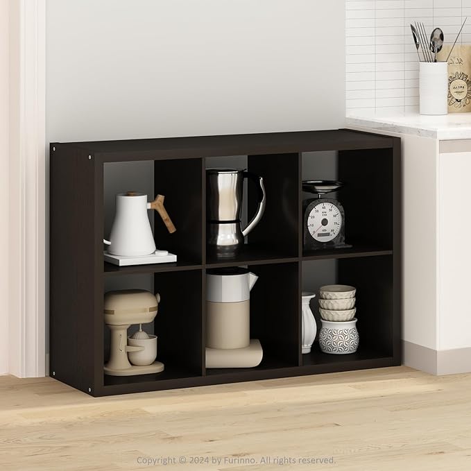 Furinno HERMITE Kitchen Island, 6-Cube Coffee Bar, Extra Thick Kitchen Storage