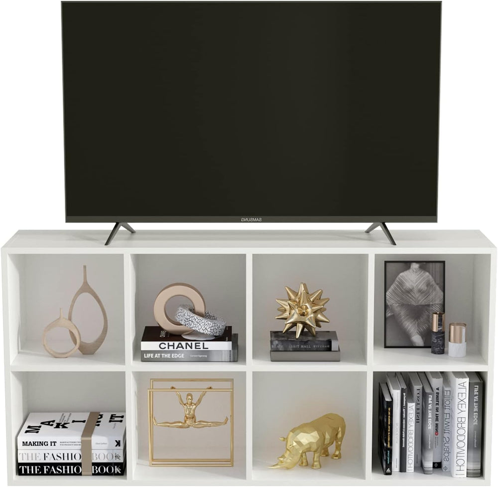 8-Cube Storage Shelf Bookcase - Wooden 4-Tier Floor Standing Open Bookshelf, ...