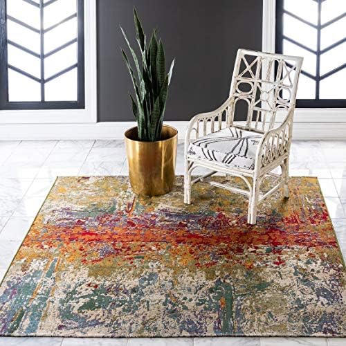 Unique Loom Outdoor Modern Collection Area Rug - Crumpled (6' 1" Squ...