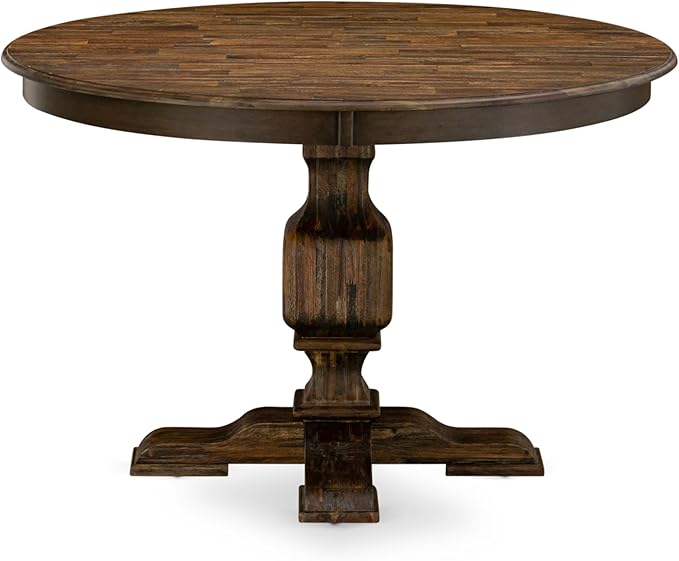 East West Furniture F3EL7-718 7 Piece Kitchen Table Set Consist of a Round Di...