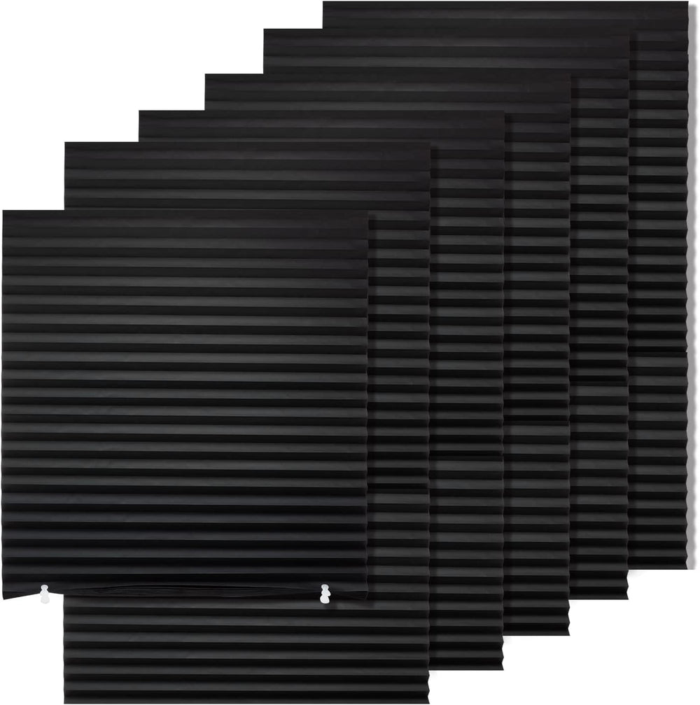 6 Pack Temporary Blackout Paper Shades for Windows,Paper Pleated Blinds with ...