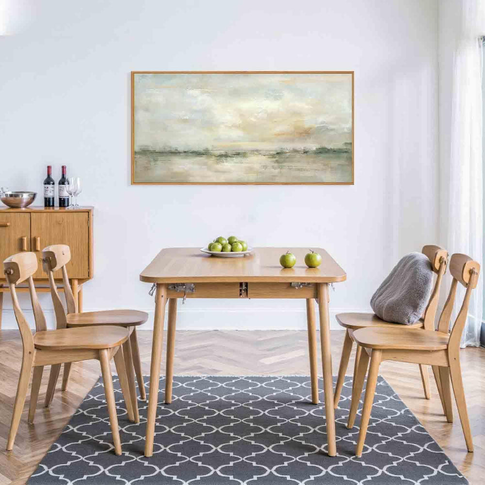 LHIUEM Large Abstract Green Gray Pastel Framed Canvas Wall Art,Neutral Landsc...