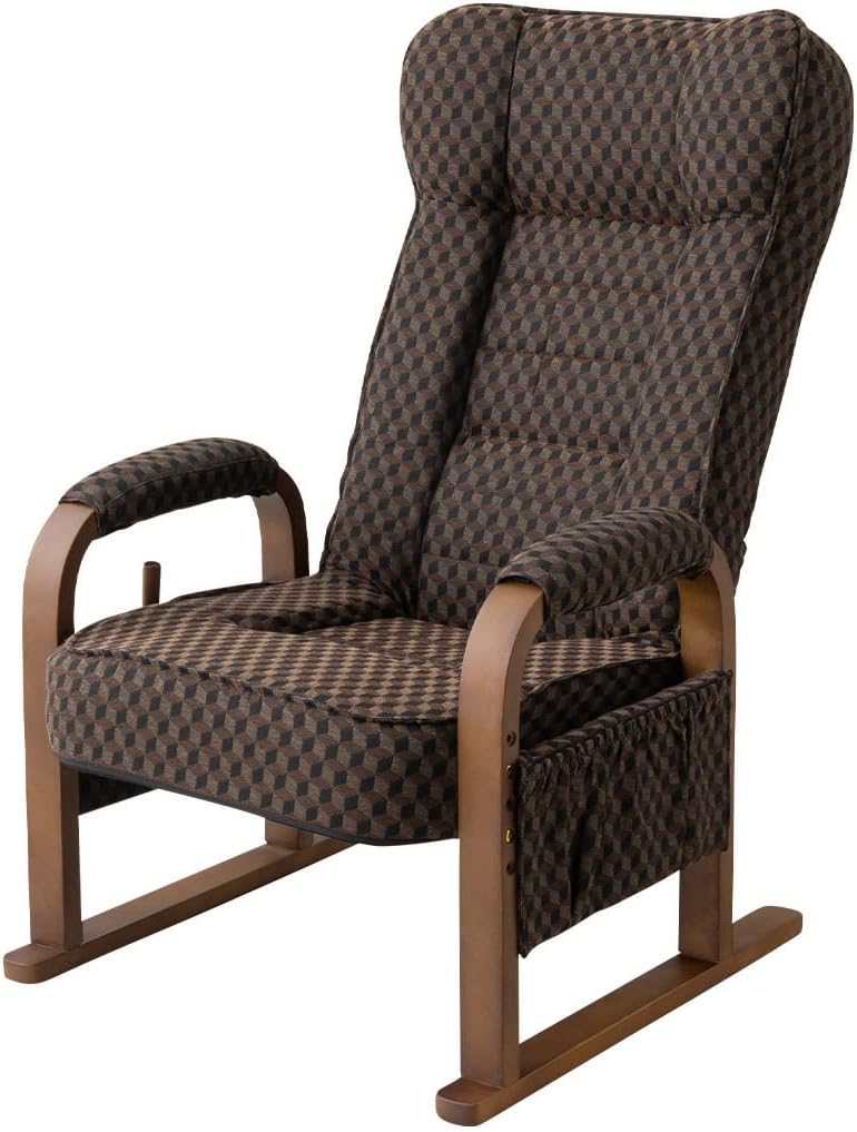 EMOOR Tatami Chair Japanese-Style Chair RYOKAN (Brown), Wooden Armrest & ...