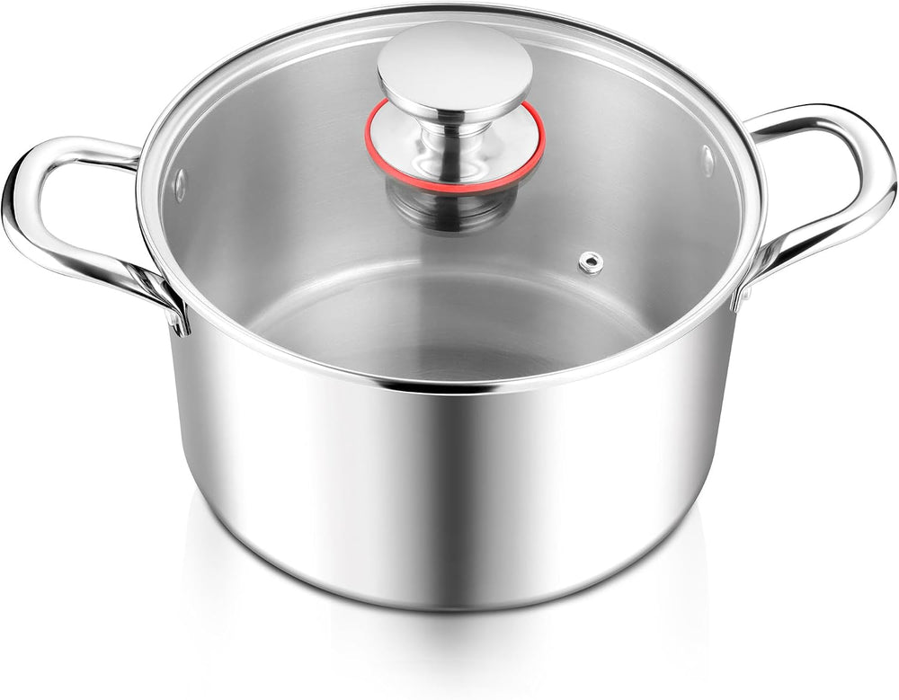 E-far 6 Quart Stock Pot, Tri-Ply Stainless Steel Cooking Pot