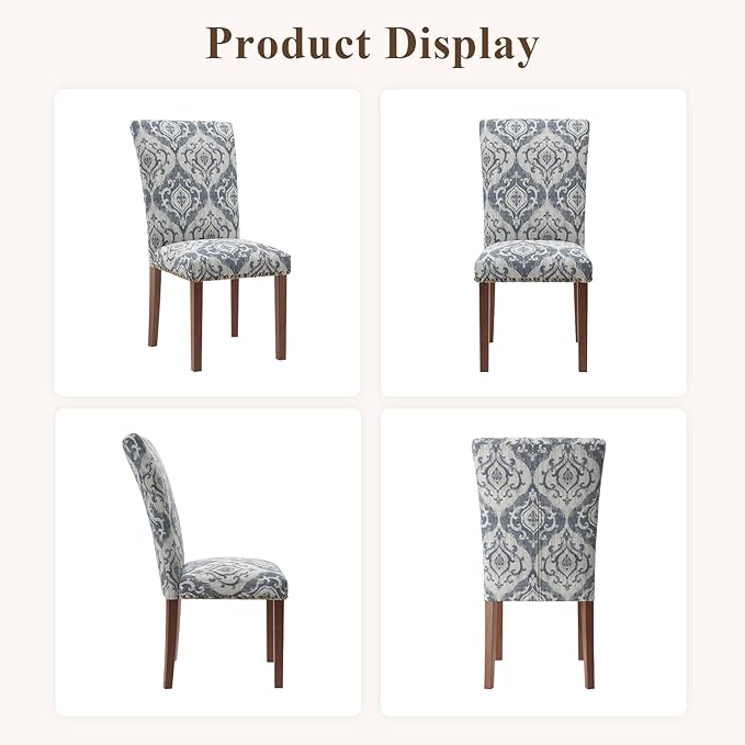 Stylish Dining Chairs Set of 4, Upholstered Parsons Dining Room Chair with Na...