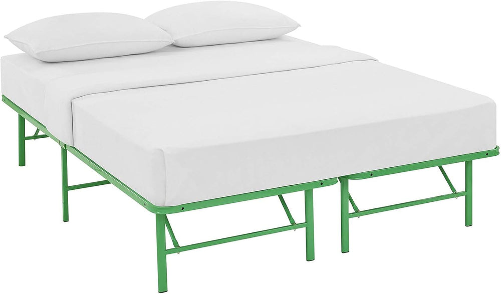 Modway Horizon Queen Bed Frame In Green - Replaces Box Spring - Folding Metal...