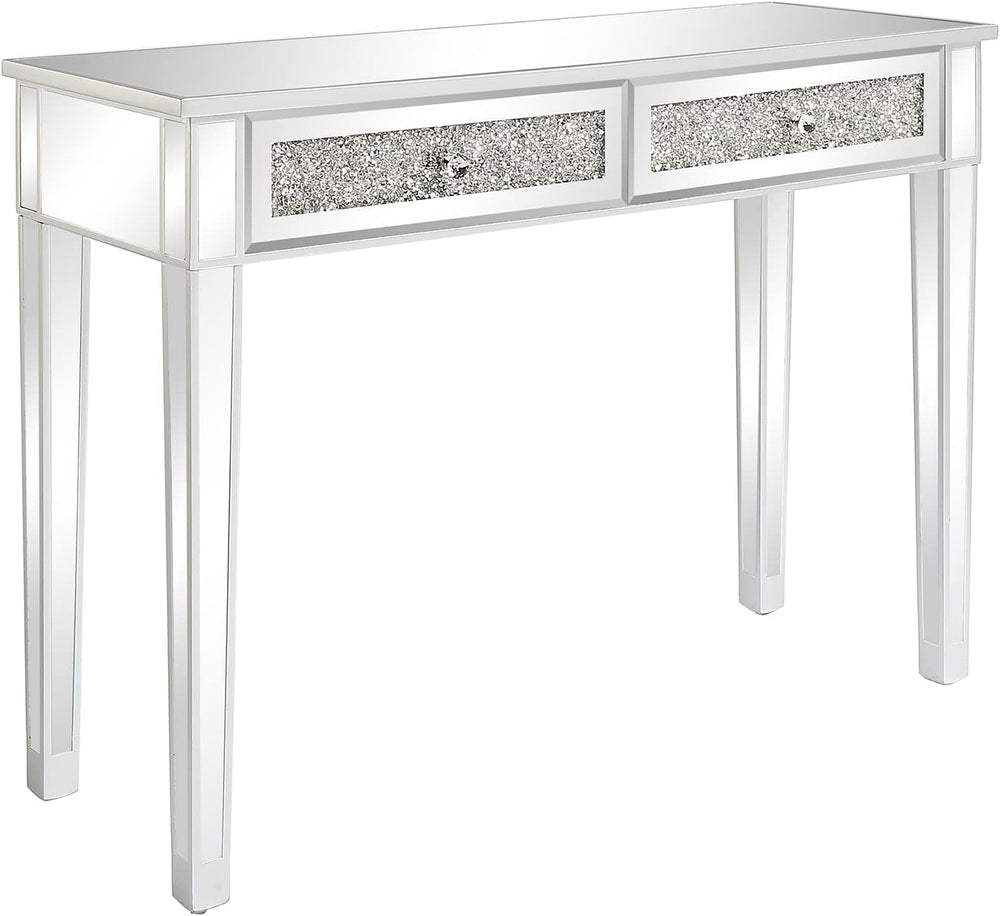 Karl home Mirrored Desk with 2 Drawers Silver Console Table Mirror Sofa Table...