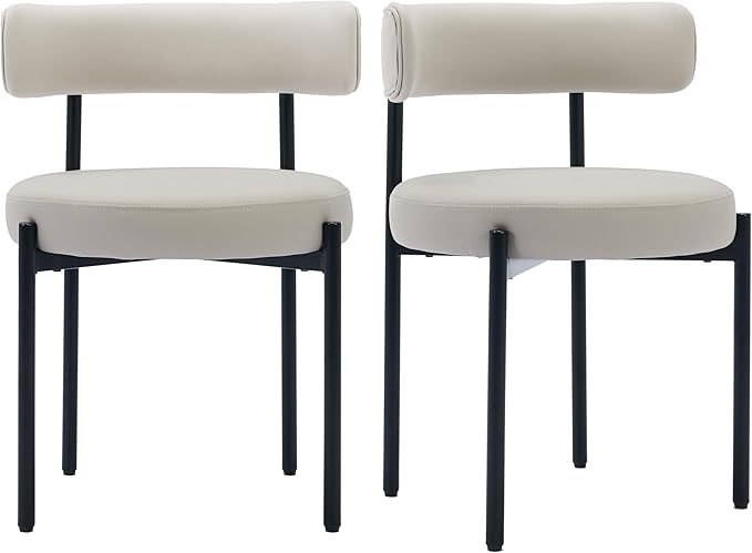 Faux Leather Dining Chairs Set of 6, Upholstered Kitchen and Dining Room Chai...