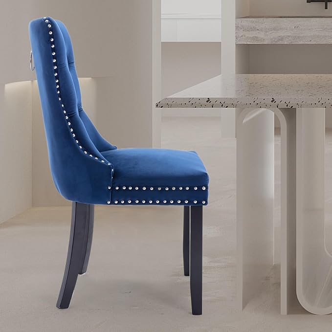 Velvet Upholstered Dining Chairs Set of 4, Modern Style Kitchen Side Chairs w...