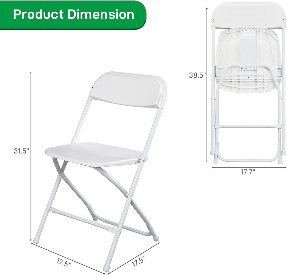 100pcs Folding Chair, Plastic Chairs with 330-Pound Capacity, Easy to Fold an...
