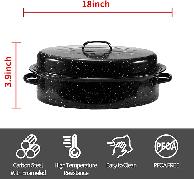 Granite Roasting Pan, 18” Enameled Roasting Pan