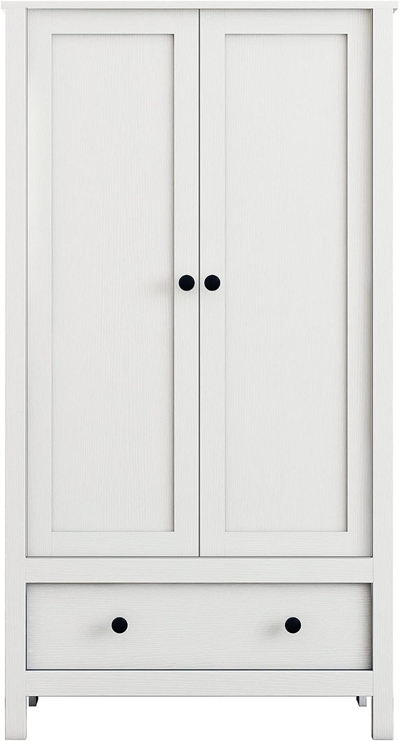 Panana 2 Door Wardrobe, Armoire with Drawer for Bedroom (White)