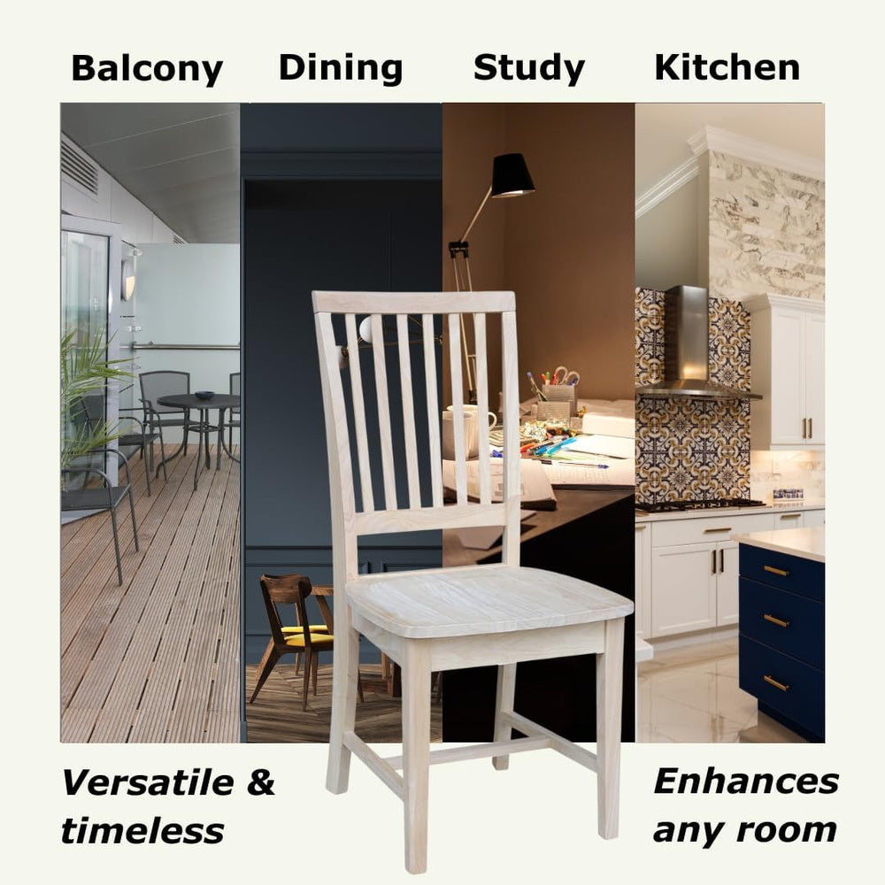 IC International Concepts Mission Armless Solid Wood Chairs, Unfinished
