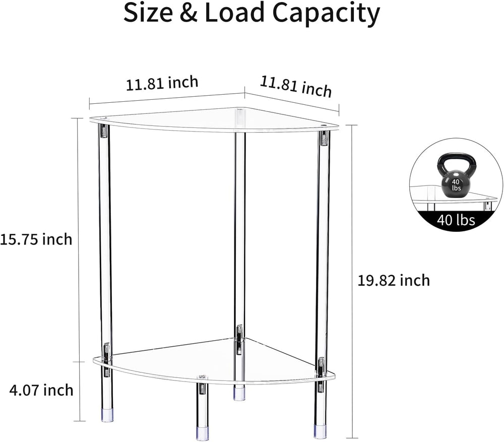 Clear Triangle Acrylic Side Table Set of 2 for Small Space, 11.81" L x 1...