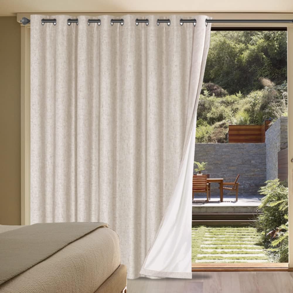 H.VERSAILTEX 100% Blackout Linen Curtains 84" L Natural Grommet