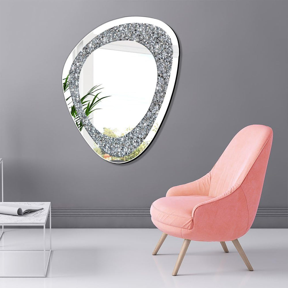 DMDFIRST Modern Irregular Shaped Wall Mirror โ 21.6x16 Inch Decorative Oval D...