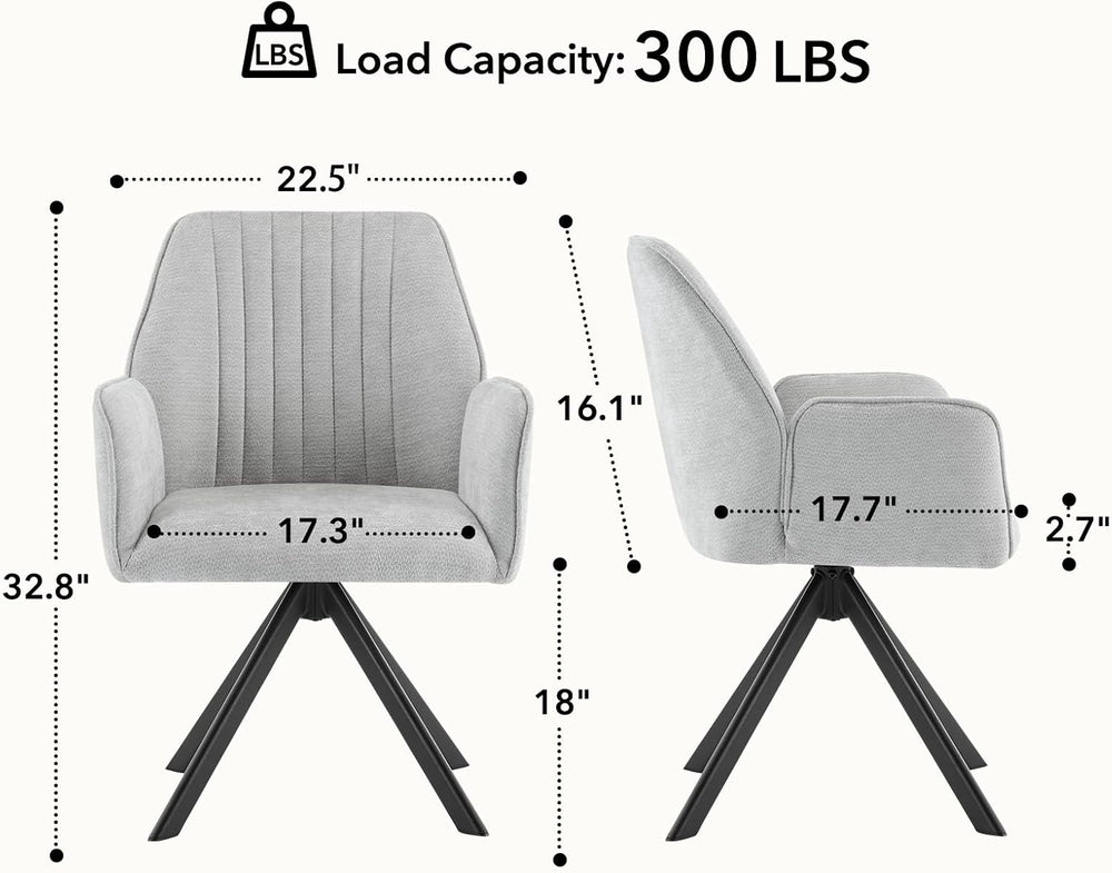 Furniliving 360° Swivel Dining Chairs Set of 2, Modern Upholstered Dining Roo...