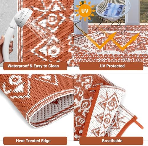 GarveeHome Outdoor Rugs 8x10 Waterproof Reversible Outdoor Plastic Straw Rug ...