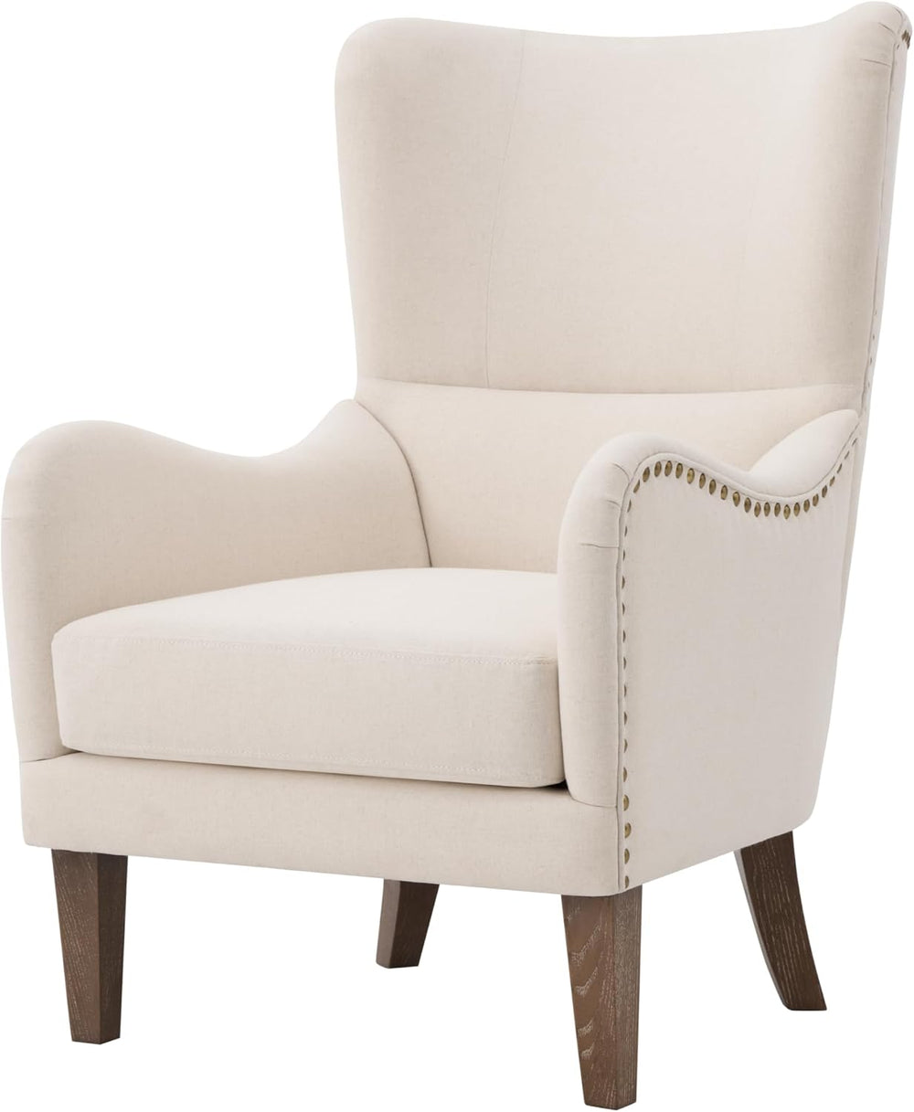 Merax 2Pcs High Wingback Accent Chair with Linen Upholstery, Mid-Century Mode...