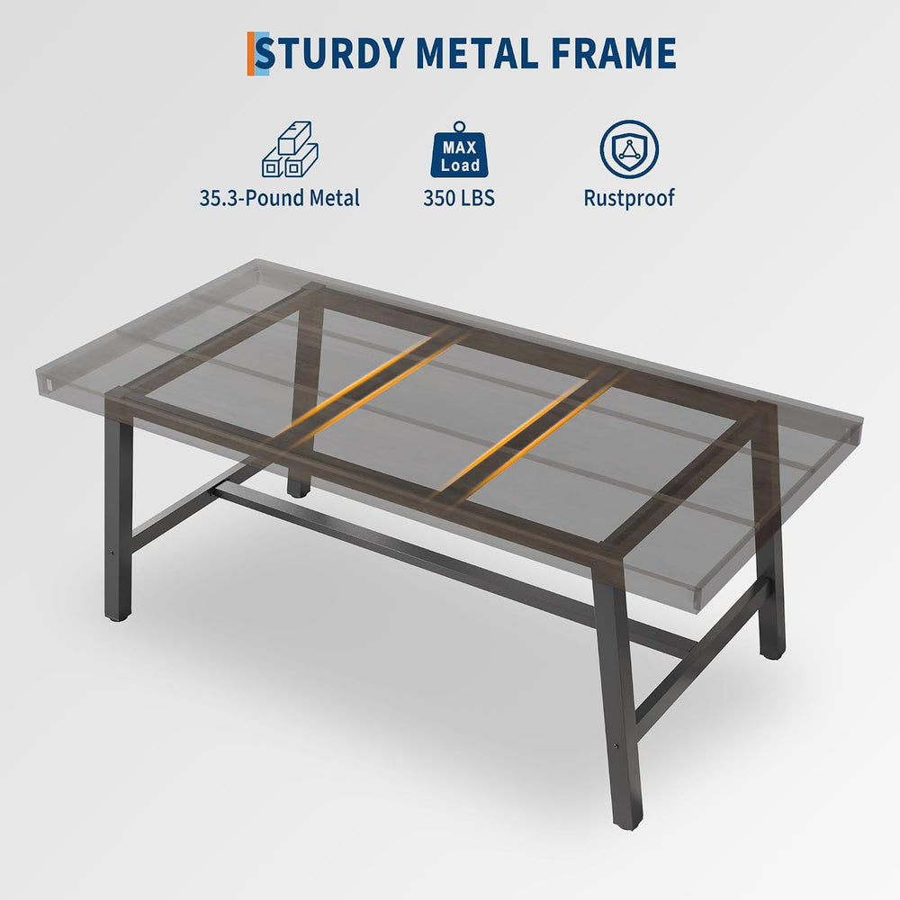 GarveeHome Industrial Dining Table for 6-8 People, 70.87" Long Large Kit...